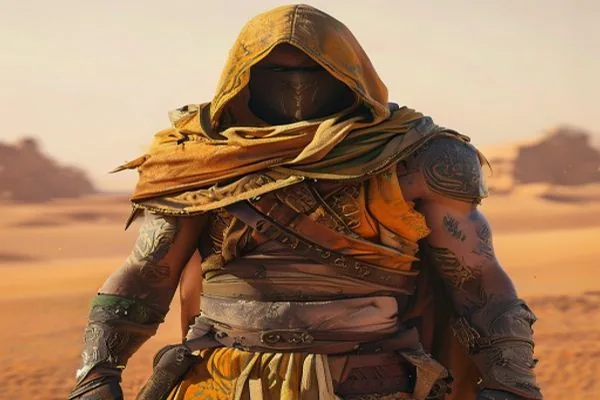 Sun-Dancer Garb — AI-generated impression, not an in-game screenshot